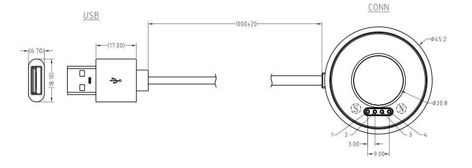 Round 4pin connector  & usb 4 pin connector